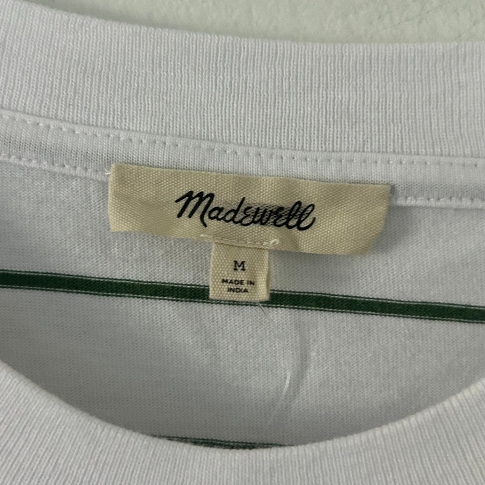 Madewell Women's Green Stripe Boxy Crop Tee Allday Jersey Cotton M Medium New - Picture 7 of 9